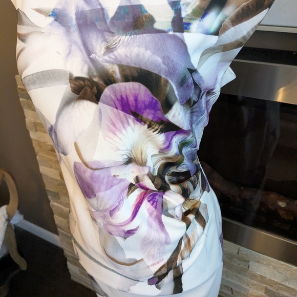 Roma Elegant Purple and White Midi Dress - Picture 2 of 4